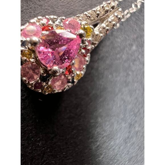 NEW purple multi sapphire sterling silver pendant and chain - Picture 15 of 15